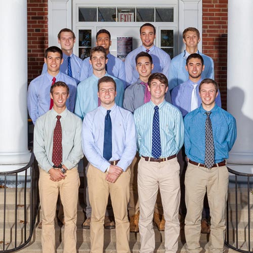 fraternity men posing for initiation photography