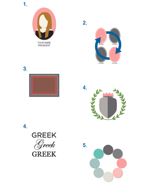 icons to represent your choice of titles, fonts, crests, frames and colors